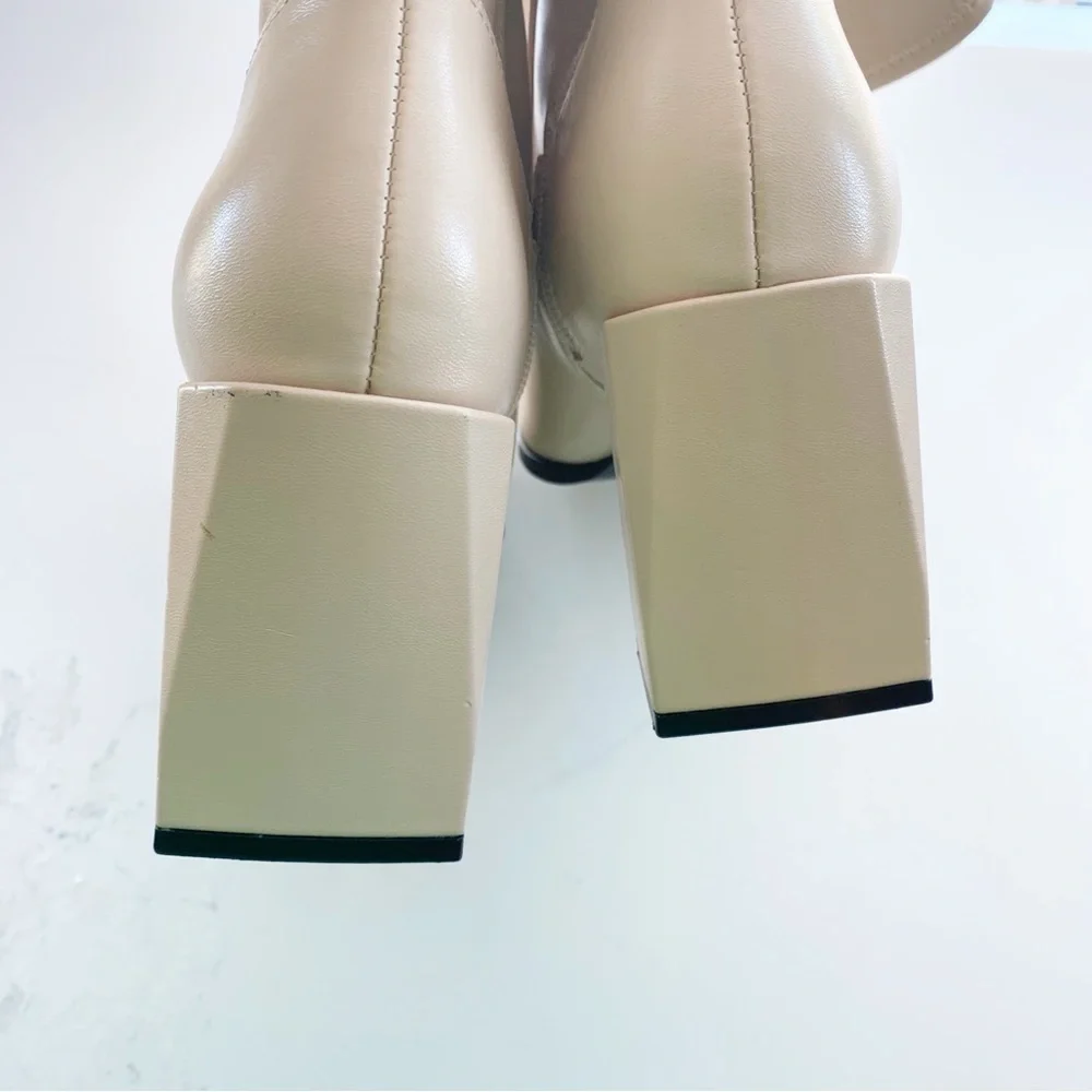OPEN EDIT Briar Over The Knee Boots Cream Vanilla NEW Square Heel